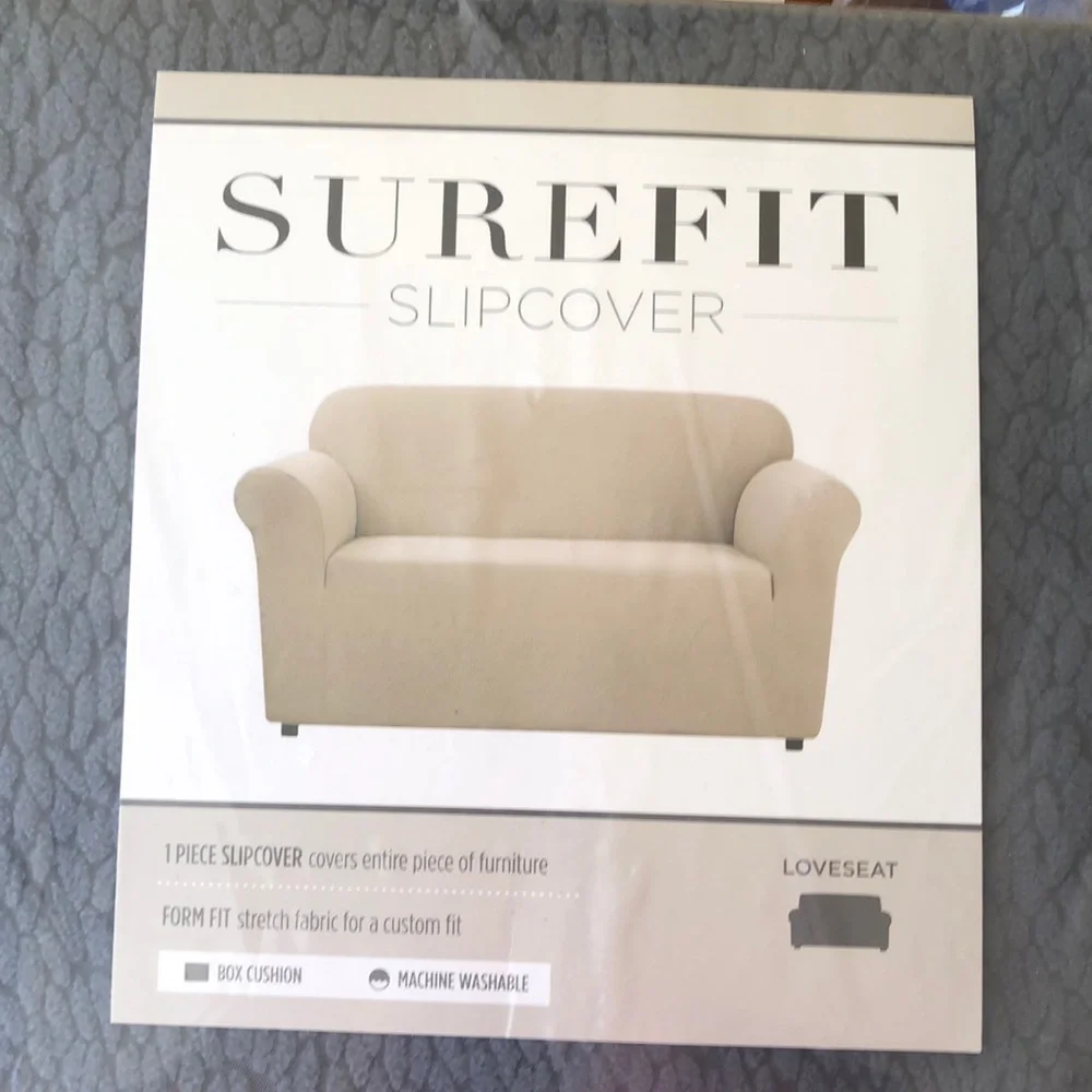 Surefit Delicate Leaf 1 Piece Storm Blue Loveseat Slipcover